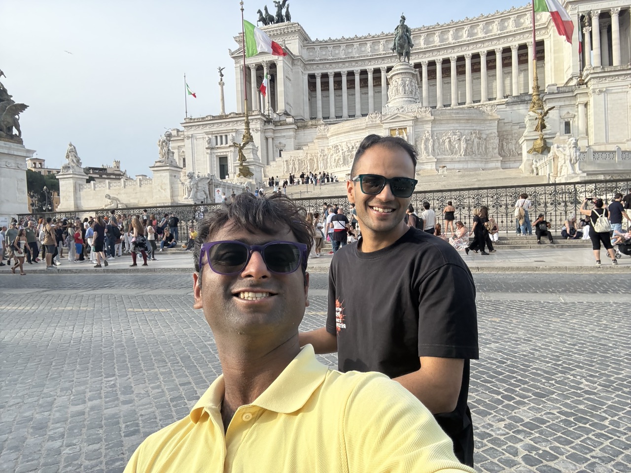 Riding Lime bikes outside Monument to Victor Emmanuel II