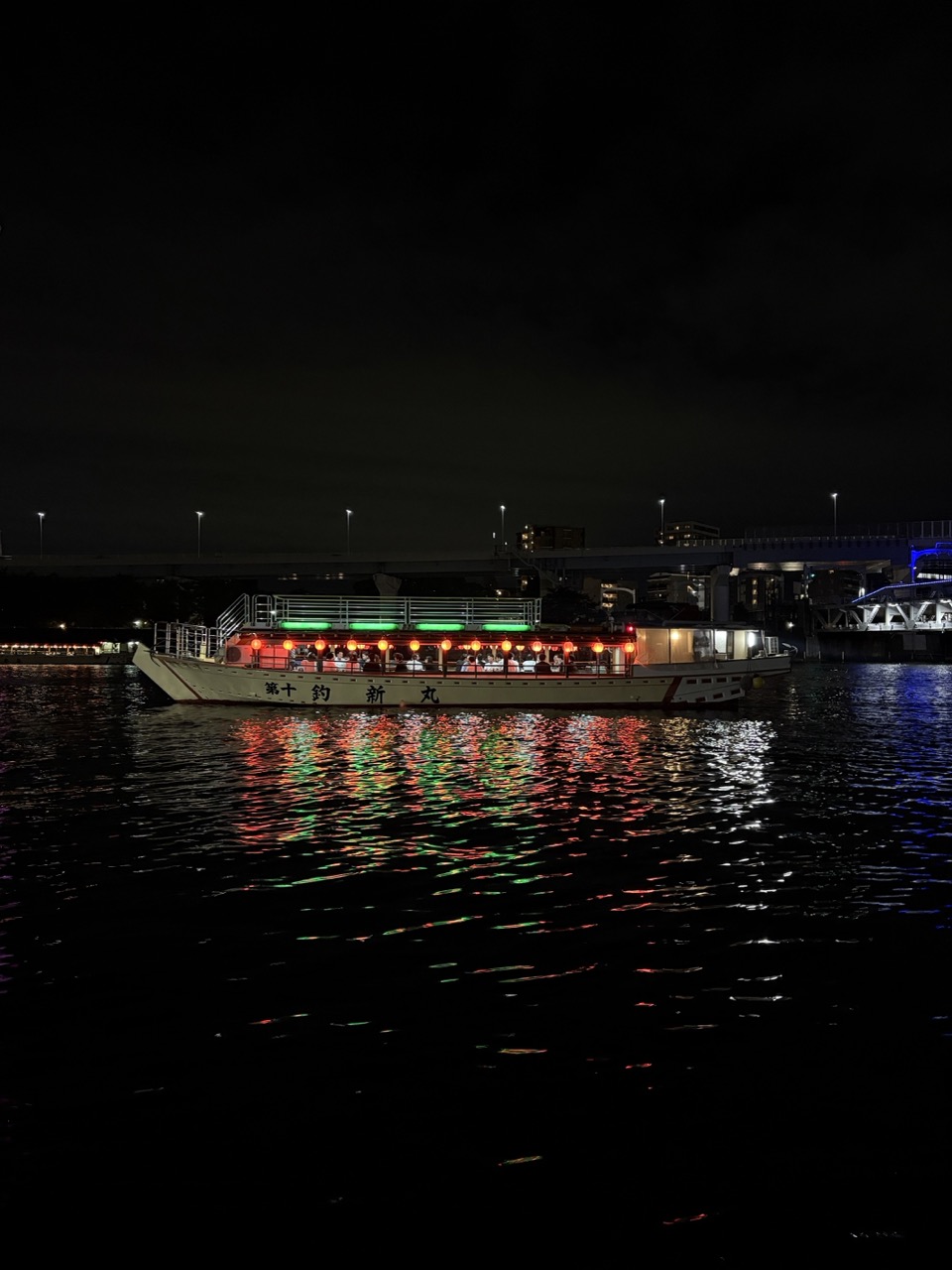 A yakatabune boat on the Sumida River on the last night