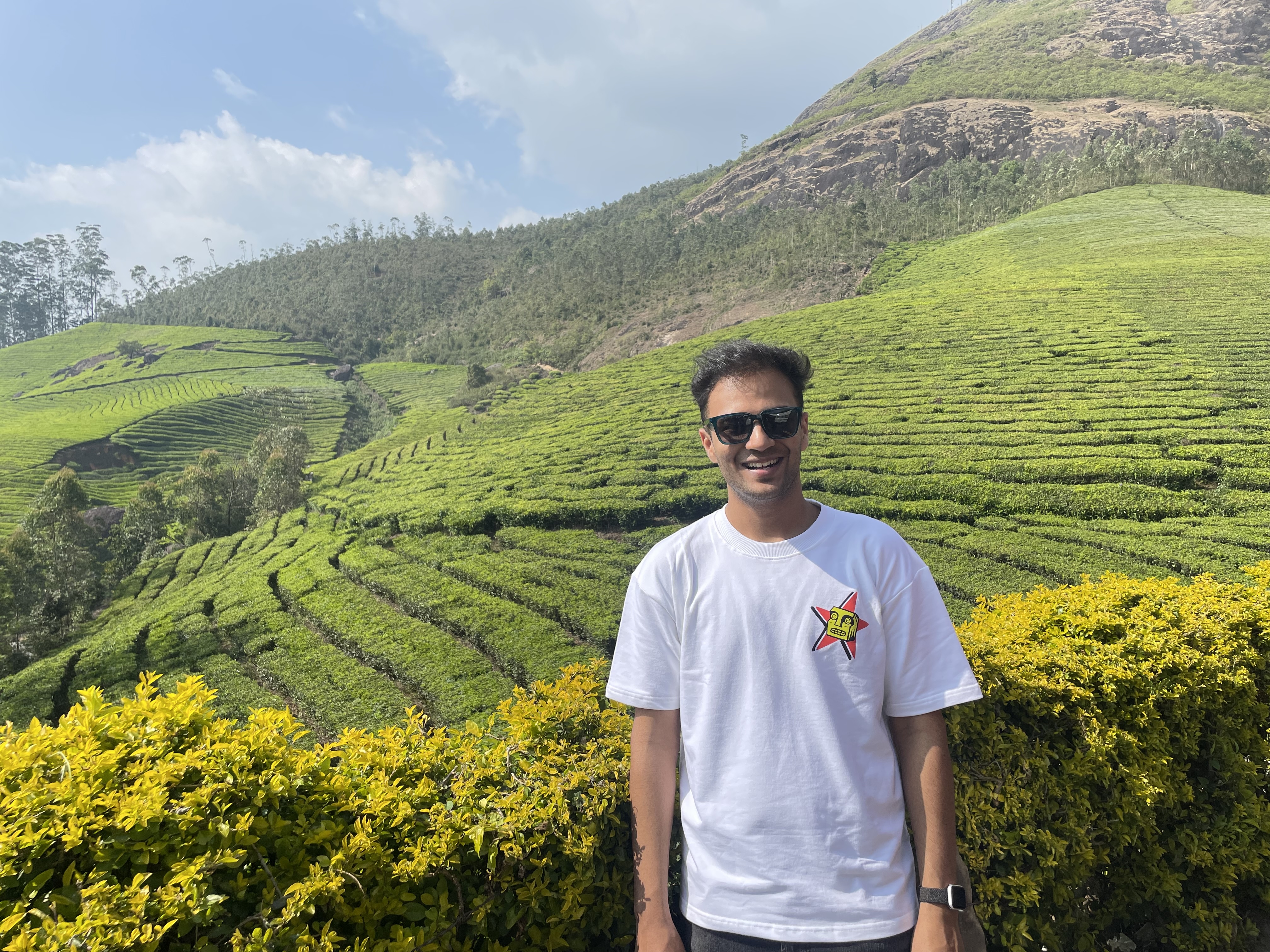 me in munnar with tea gardens in the background